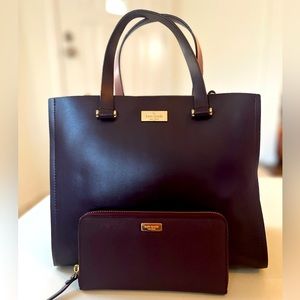 Beautiful fall colored purple KateSpade bag and matching wallet.